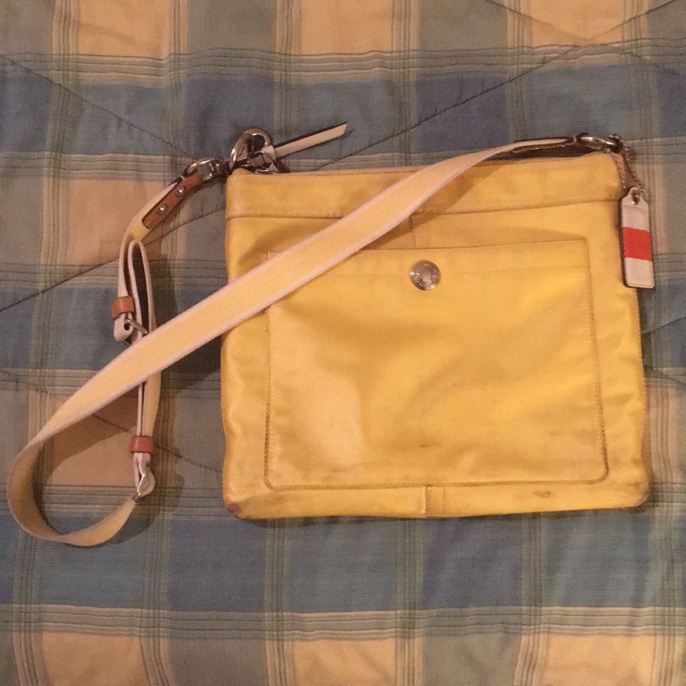 Coach yellow cross body purse